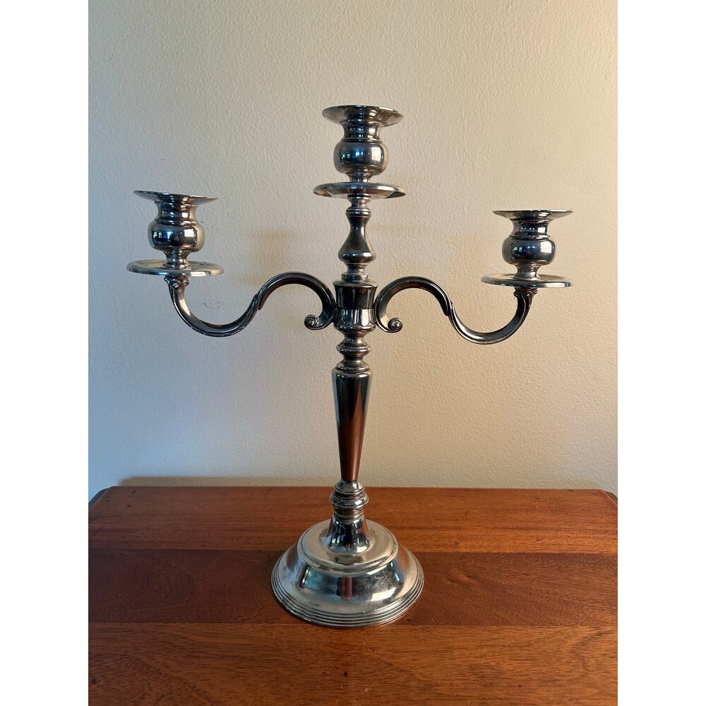 Vintage Silver-Plated Three-Arm Candelabra